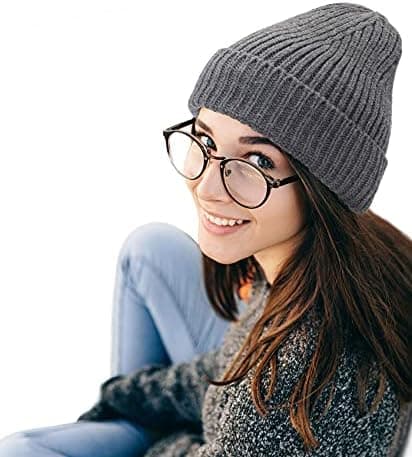 Harmaa Good Threads Beanie Hat - Lämmin Neulehattu, Paksu Neule, Kallohattu