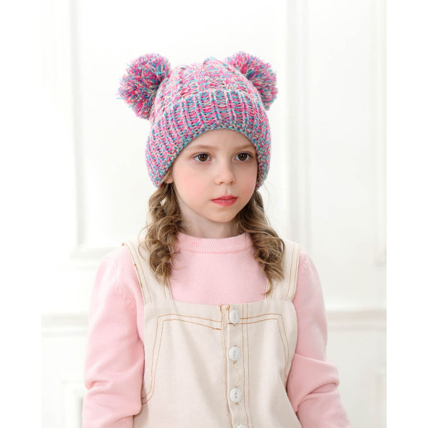 Babyjentelue Strikket Beanie Baby Vinterlue Søt Baby Pom Pom DXGHC