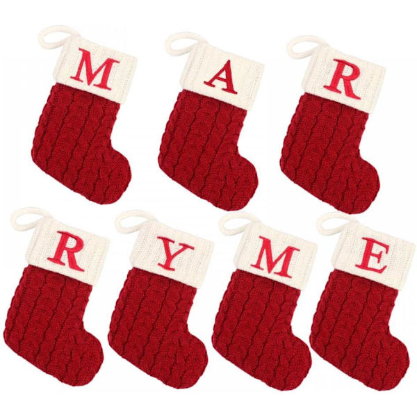 Julstrumpa med 26 Bokstäver, Initial Broderad Mini Söt
