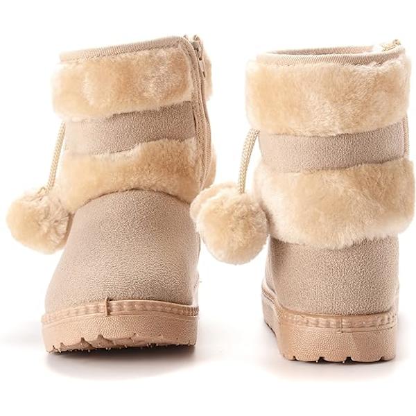 Beige Tyttöjen Lumikengät Liukumattomat Pehmeä Pohja Talvikengät Vauvan Turkis L
