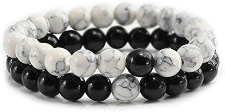 2 stk/sett Natursten Perle Chakra Armbånd for Menn Kvinner Par
