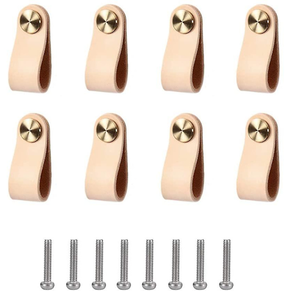 Läderhandtag 8 stycken Läder Möbelhandtag Skåpshandtag