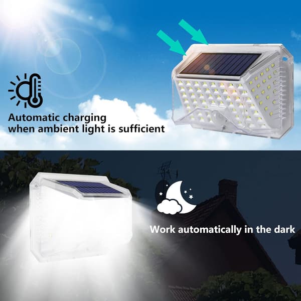 Solcellelys Utendørs Bevegelsessensor Lys IP65 Vanntett Led Flomlys