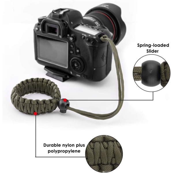 Kameraarmband, [2-pack] Justerbart handledsrem för kamera, Bi
