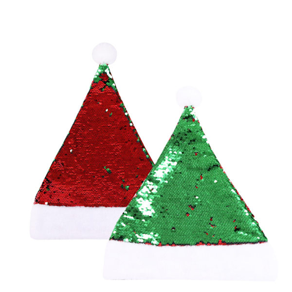 2 Julehatte Dobbeltsidede Sequins Hatte Julepynt