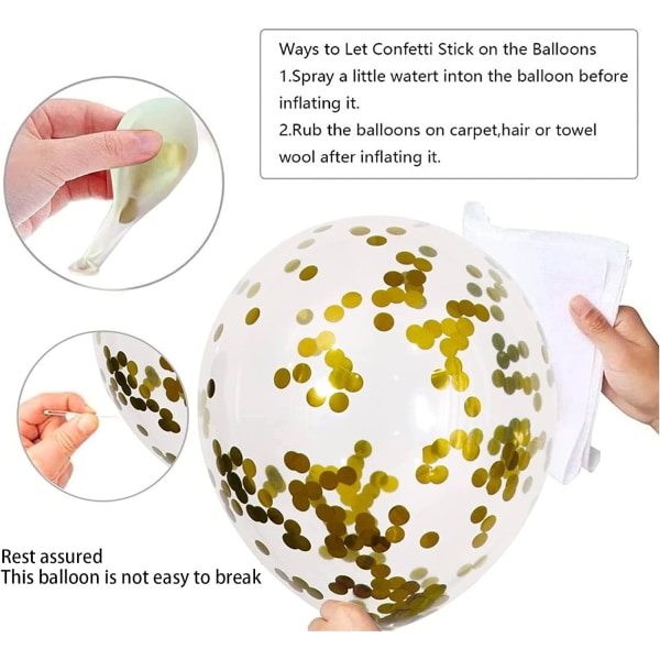 50 stk. Sorte Guld Hvide Balloner, Konfetti Helium Bue Sæt 12 Tommer