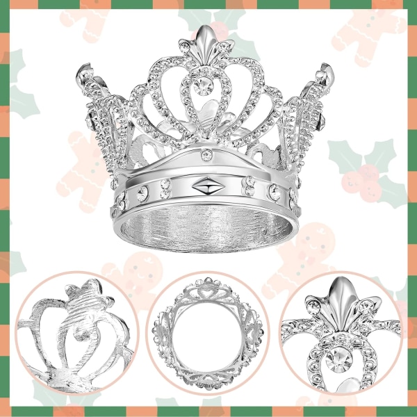 Silver Servettringar Set om 6 - Krona Rhinestone Julservett
