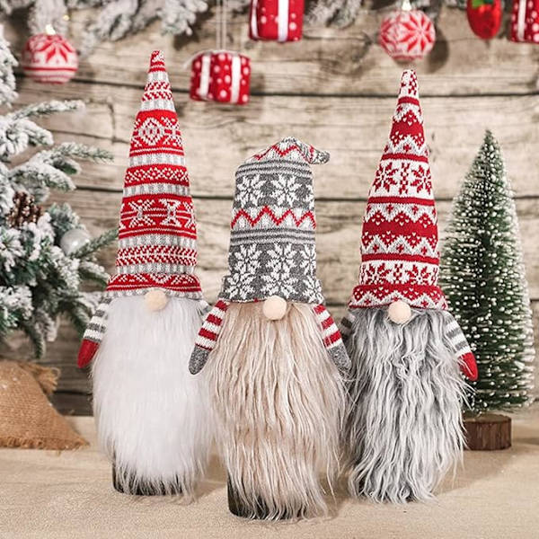 Tomte Vin-Flaskklädsel, 4-pack Handgjorda Svenska Tomtar