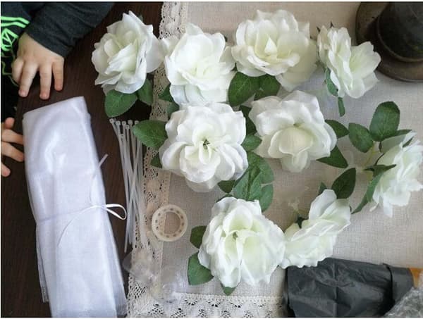Simuleret Hvid Rose Simuleret brudeblomst dekoration Bryllup