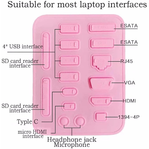 (2 sæt) 16 stk./sæt bærbar anti-støvprop farverig silikone anti-støvprop dæksel prop støvprop USB-port HDMI RJ45-interf