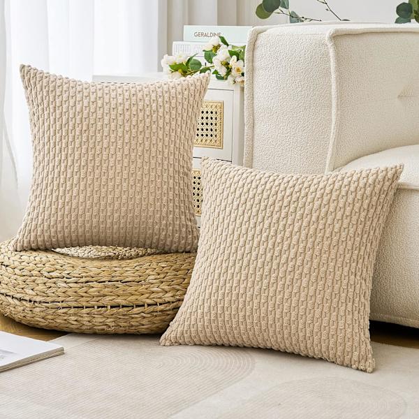 Set med 2 kvadratiska sammetskuddfodral, dekorativa, mjuka Granu DXGHC