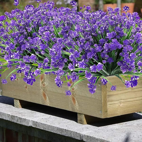 8 Bundter Kunstige Udendørs Blomsterbuske UV-Resistente Pla