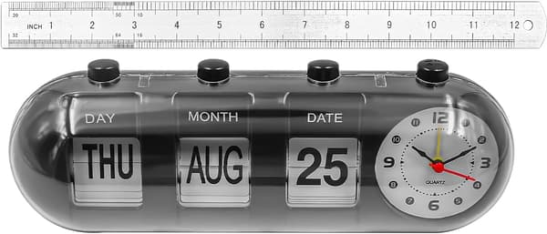 Vekkerklokke med kalender - Evighetskalender som viser dagen