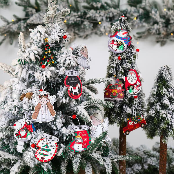 4 askor julpynt kreativ målning ängel bil jul