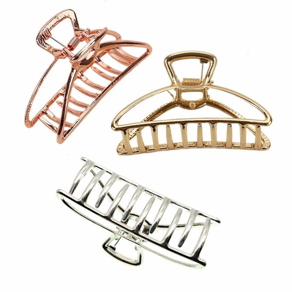 3-pack Metallhårklämmor Hårklämma Barrette Käkklämma, Halv B