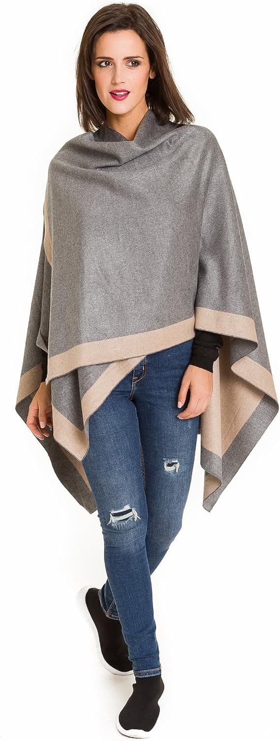 Damekappe Poncho Ruana Kappe Cardigan Genser Åpen Front