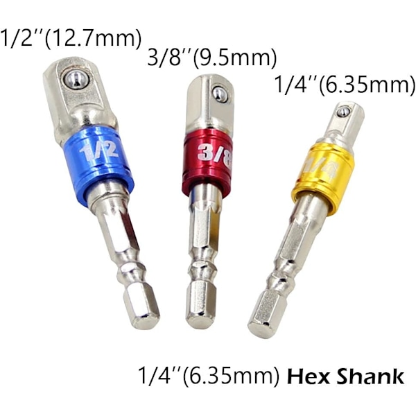 Forlængeradapter-sæt - 1/4\" Hex Skaft til 1/4\" Kørsel 3/8\"
