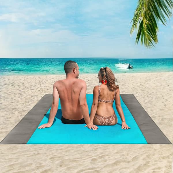 Sandtålig Strandfilt, 200 x 210 cm Vattentät Picknickmatta,