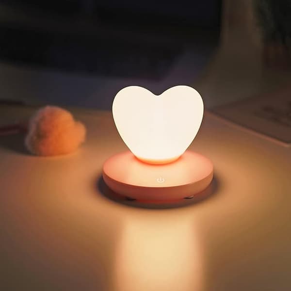 Hjerteformet Natlampe, Sød Lampe, USB Genopladelig Sengelampe