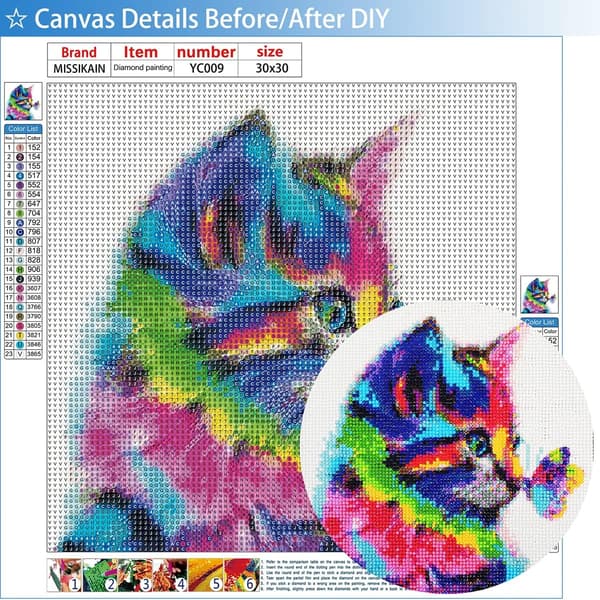 Diamantmaleri Kat Sommerfugl, DIY 5D Dyr Diamant Kunstmaleri