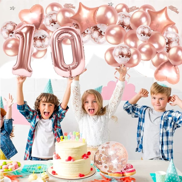 10-års bursdagsballonger, 10-års bursdagsballonger for jenter, 10-års bursdag