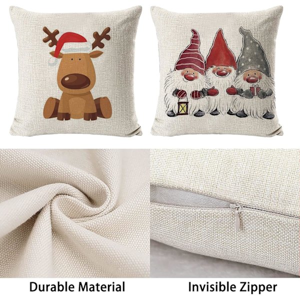 4 stycken juldekoration kuddfodral, julkuddar, julkuddfodral, julkuddfodral, jul