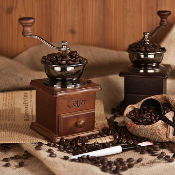 En kaffekvarn, kaffebönkvarn, handdriven kaffekvarn