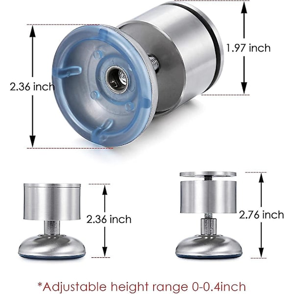 4-pack 6 cm möbelben, rostfritt stål möbelben, present