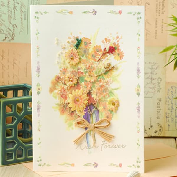 Shifeng Stereo Dekal Chic Torkade Blommor Välsignelse Kort Univers