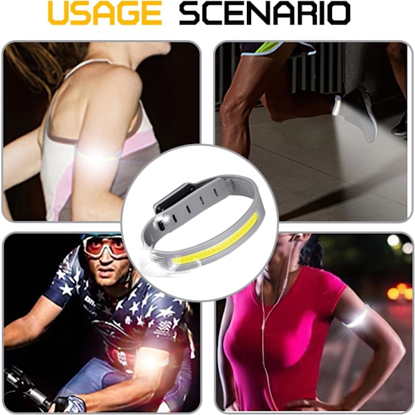 2-pak Ladbar LED-armbånd, 3 lysmoduser, for Jogging DXGHC