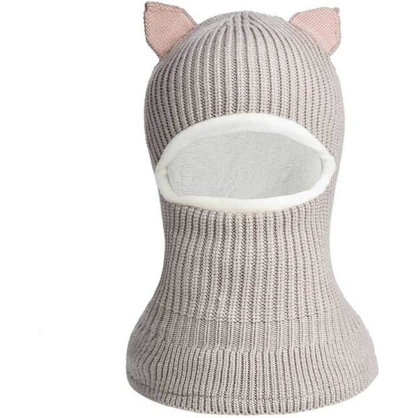 Varm vinterhalsduk, mössa och ansiktsöverdrag i stickad ull för babyflickor och pojkar