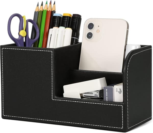 Skrivbordsarrangör, Läder Skrivbordsförvaring Penna Pot Space Saving Pen