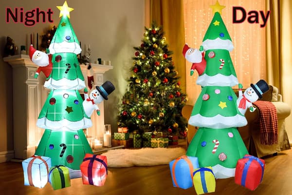 8FT Oppblåsbart Juletre Dekorasjoner, Juletre Innebygd