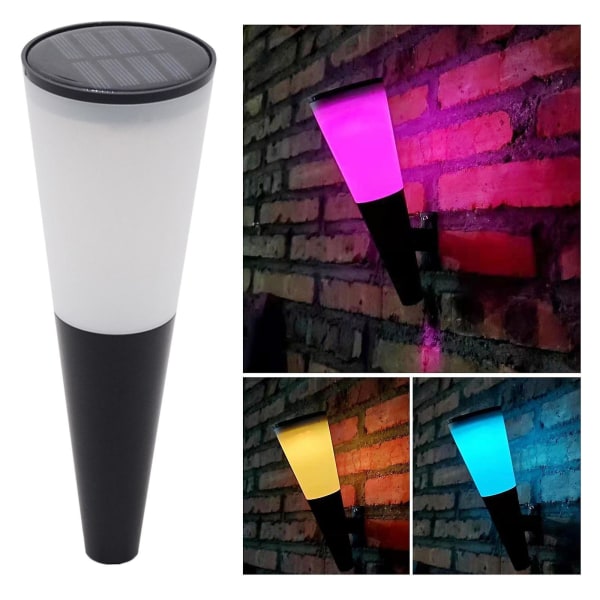 Solcellsdriven LED-vägglampa Färgrik Fackla För Trädgård Innergårdar