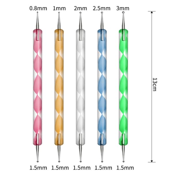 Dotting Tools Sæt, 5 stk UV Gel Maleri DIY Design Neglekunst 2 Vejs