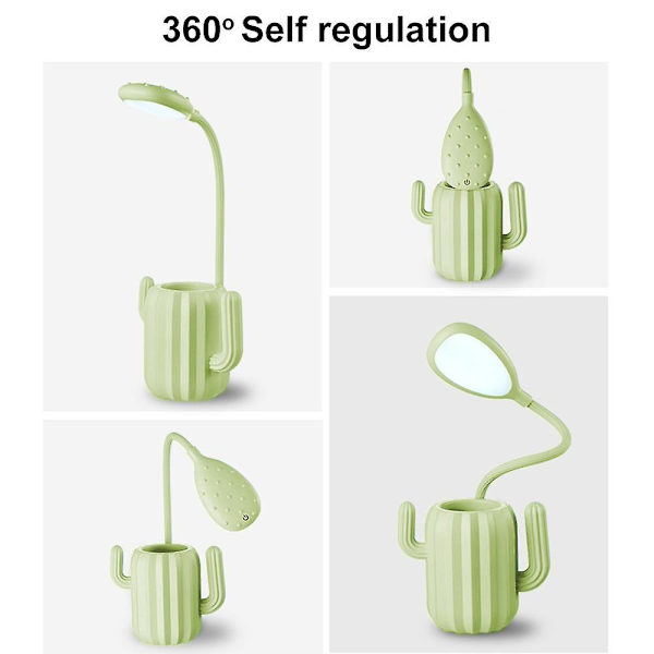Multifunktionell kaktus bordslampa med USB-laddning och pennhållare Nig