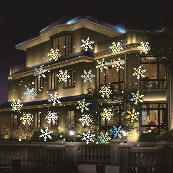 Julprojektor utomhusbelysning, LED snöprojektor jul
