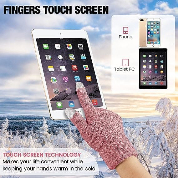 2 Par Dame Vinter Touchscreen Handsker Varme Fleeceforet Strik