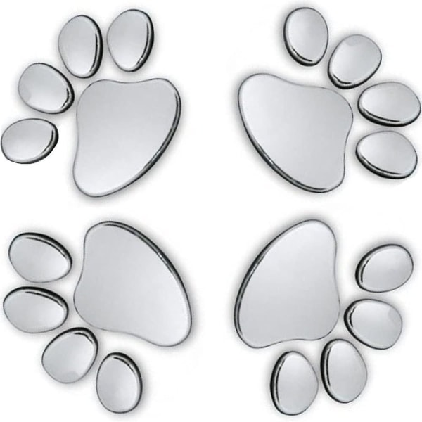 4 delar 3d Chrome Dog Paw Footprint Bildekaler. Biltillbehör