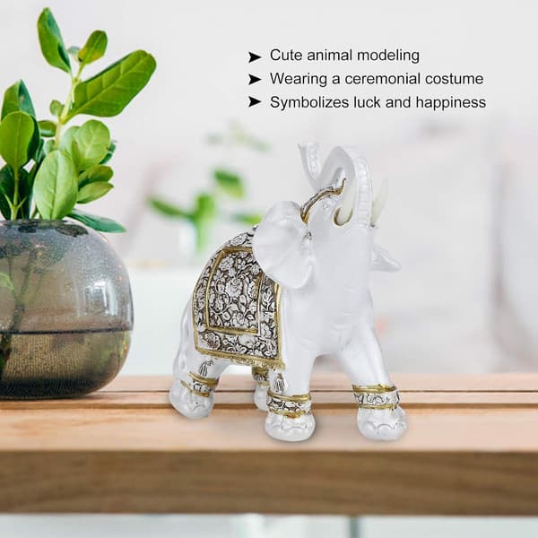 Feng Shui Elefantstatuer, Hvite Elefantfigurer med Løftet