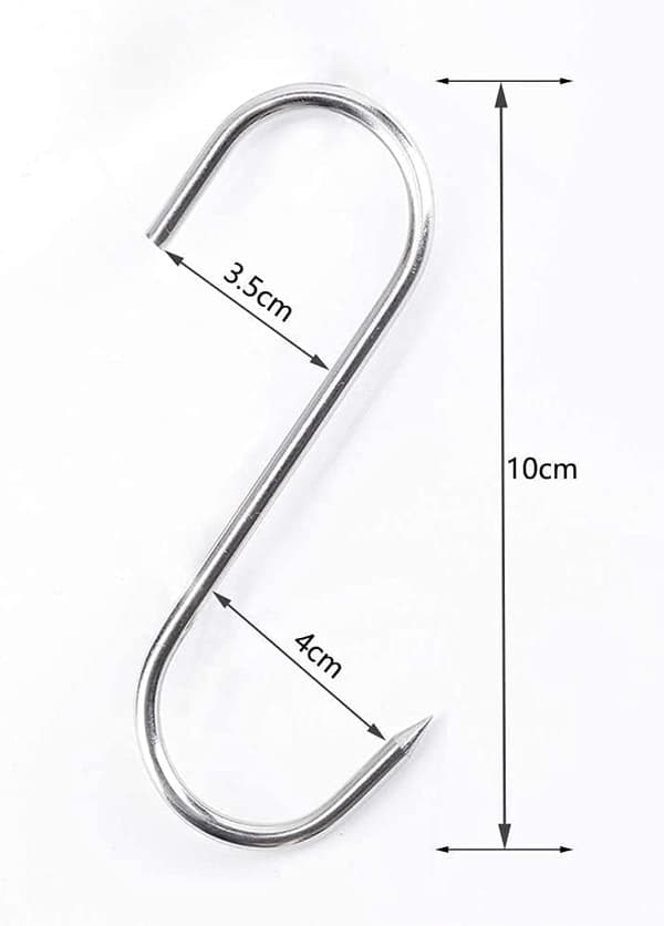 10 stycken rostfria slaktkrokar, S-krokar, 100x4mm, S-krok för grill
