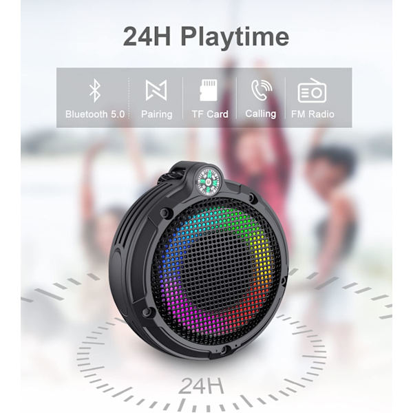 Vattentät Bluetooth-duschhögtalare, IPX7 Bärbar Utomhus Vatten