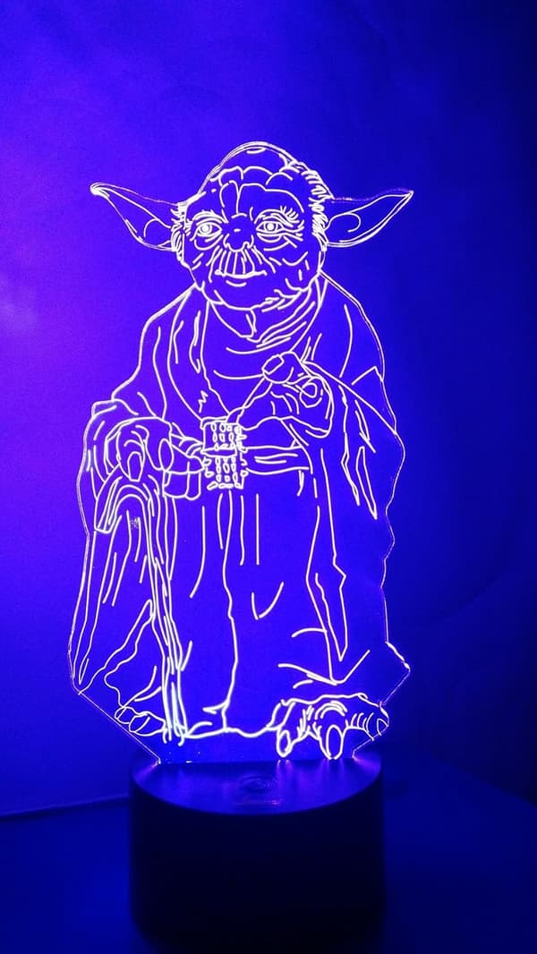 Master Yoda 3D Natlys LED Illusion Lampe Sengelampe Bordlampe