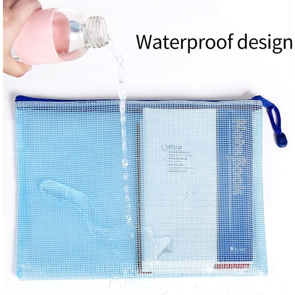 10 stk A4 dokumentpose Lynlås Mappe Emballage Pung PVC Waterpro