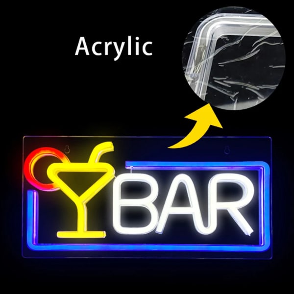 Bar Neonljusskylt Party Neon Vinglaslampa Väggkonst Sovrum D