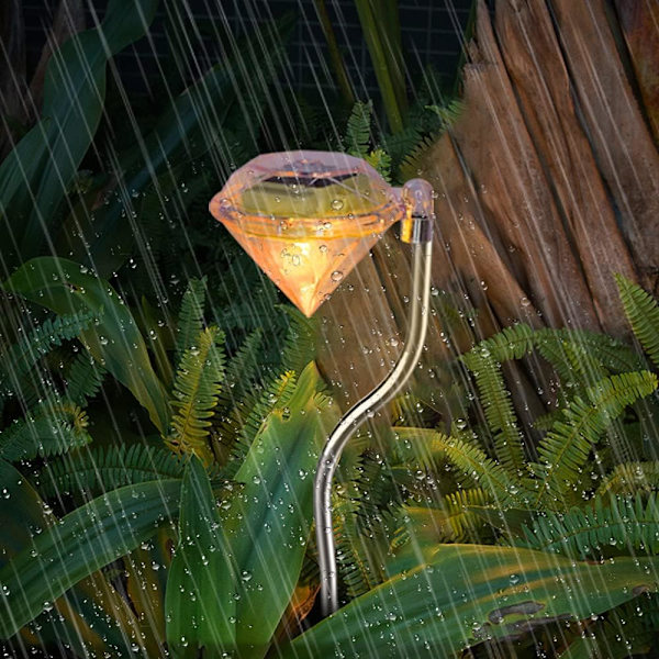 Sæt med 4 Solcellelamper, Farveskiftende Diamantform Udendørs Solcelle