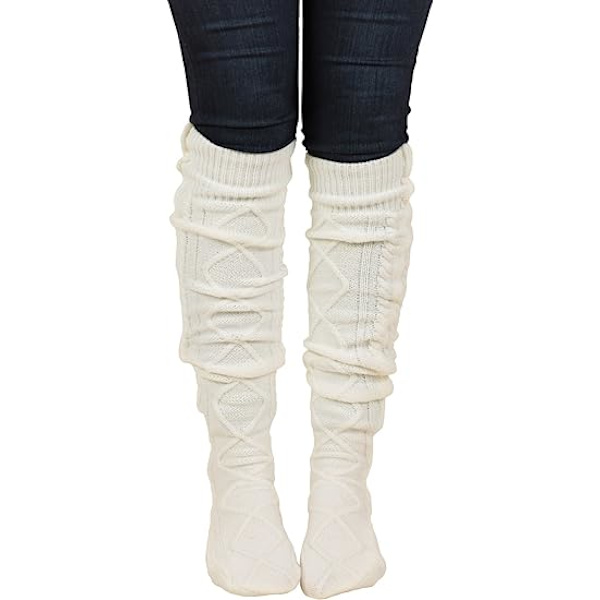 Naisten kaapelikudotut polvenpituudet talvibootsisukat Extra Long Thigh L