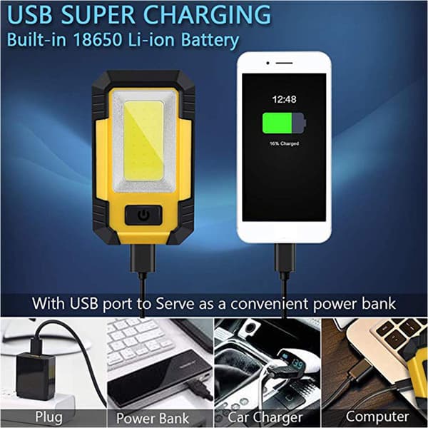 Y36 LED arbeidslys med magnet, USB-ladbart, bærbart campinglys