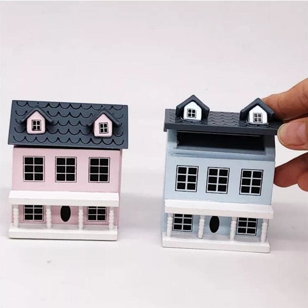 Miniatyrstuga för dockhustillbehör Skrivbordsdekoration Trä