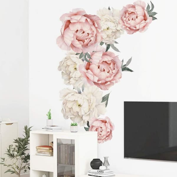 Dekorativa Väggdekaler Pionblommönster Konst Applikations Tapet